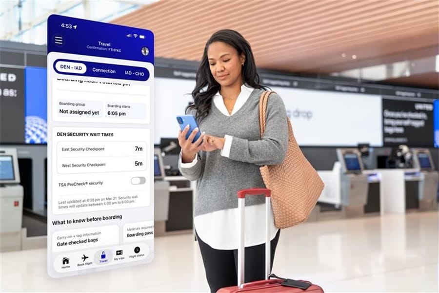 ​United adds TSA wait times to its mobile app 